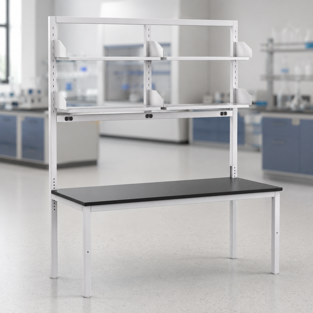 Lab table installed in a laboratory workspace