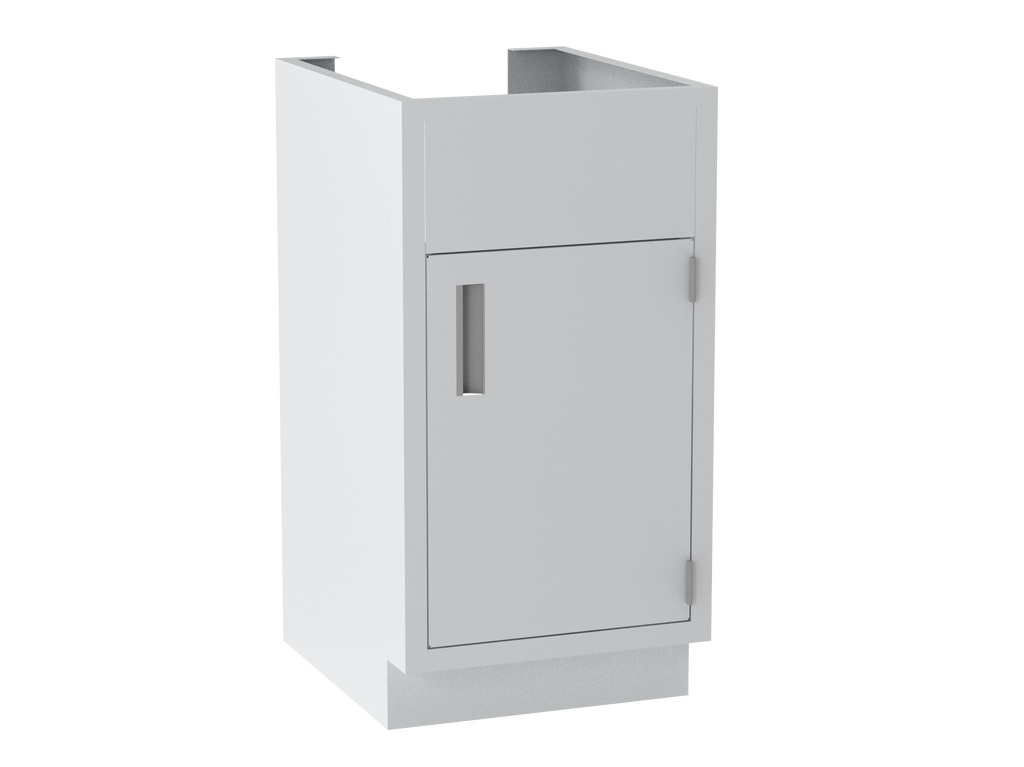 IQ Labs Hood Base Cabinets - 35 in High, 22 in Deep, 45 degree left view, SKU B3518-10PR, off-white