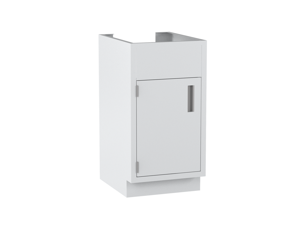 IQ Labs Sink Base Cabinets - 35 in High, 45 degree left view, SKU B3518-10SL, off-white