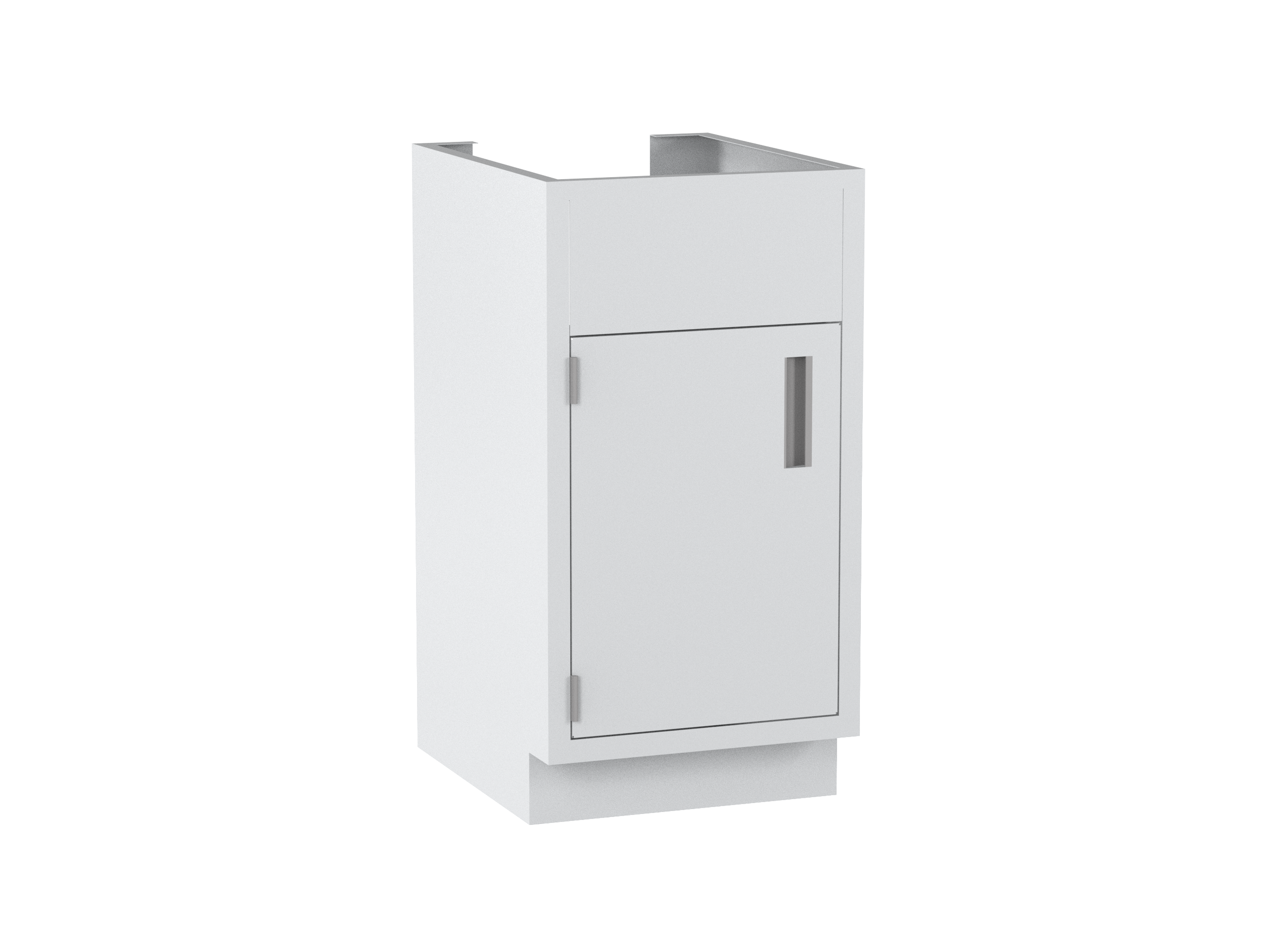 IQ Labs Sink Base Cabinets - 35 in High, 45 degree left view, SKU B3518-10SL, off-white