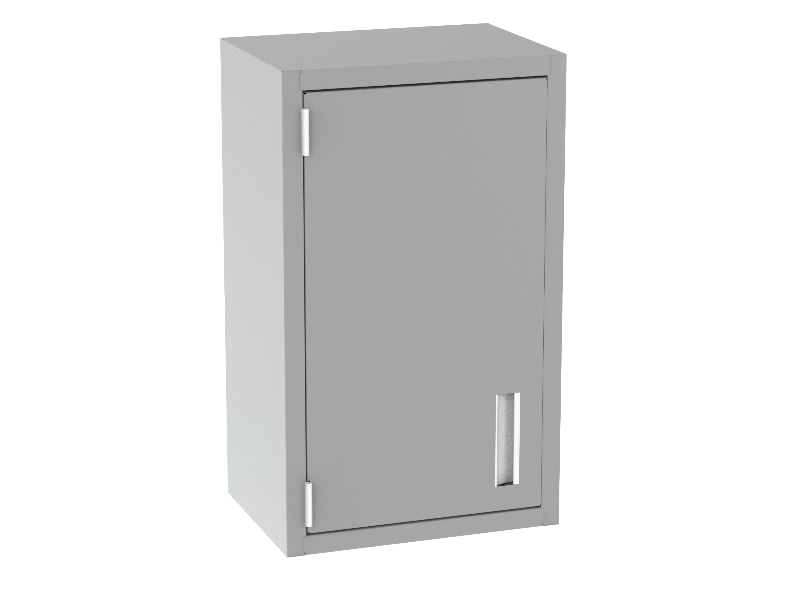 IQ Labs Wall Cases with Shelves, 45 degree left view, SKU W3018-1SH(L), platinum (gray)